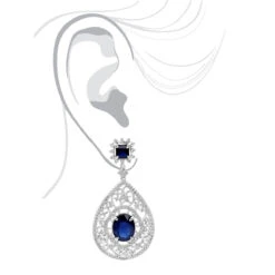 Unique Designer Blue Sapphire And Diamond Drop Earrings For Women 18K White Gold -Its Hot Jewelry Shop jewelry unique designer blue saphire and diamond drop earrings for women in 18k gold bodwh