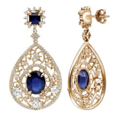 Unique Designer Blue Sapphire And Diamond Drop Earrings For Women 18K White Gold -Its Hot Jewelry Shop jewelry unique designer blue saphire and diamond drop earrings for women in 18k gold ro