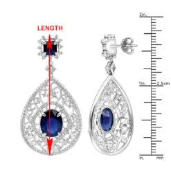 Unique Designer Blue Sapphire And Diamond Drop Earrings For Women 18K White Gold -Its Hot Jewelry Shop jewelry unique designer blue saphire and diamond drop earrings for women in 18k gold rulerwh