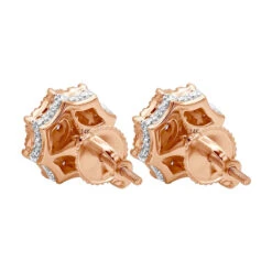 Unique Diamond Cluster Earrings 14K Yellow Gold Octagonal Shape Studs 1.2 Carat -Its Hot Jewelry Shop jewelry unique diamond cluster earrings in 14k gold octagonal shape studs 12 carat 803190 backro