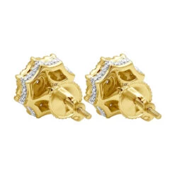 Unique Diamond Cluster Earrings 14K Yellow Gold Octagonal Shape Studs 1.2 Carat -Its Hot Jewelry Shop jewelry unique diamond cluster earrings in 14k gold octagonal shape studs 12 carat 803190 backye