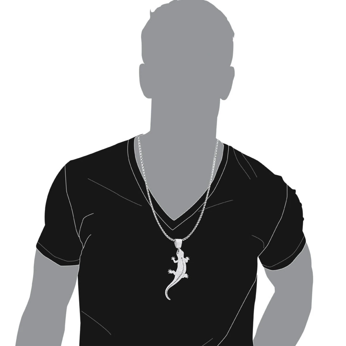 Unique Fully Iced Out Diamond Lizard Pendant 14K White Gold 14ct By Joe Rodeo 7 Unique Fully Iced Out Diamond Lizard Pendant 14K White Gold 14ct By Joe Rodeo - Image 5