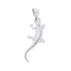 Unique Fully Iced Out Diamond Lizard Pendant 14K White Gold 14ct By Joe Rodeo