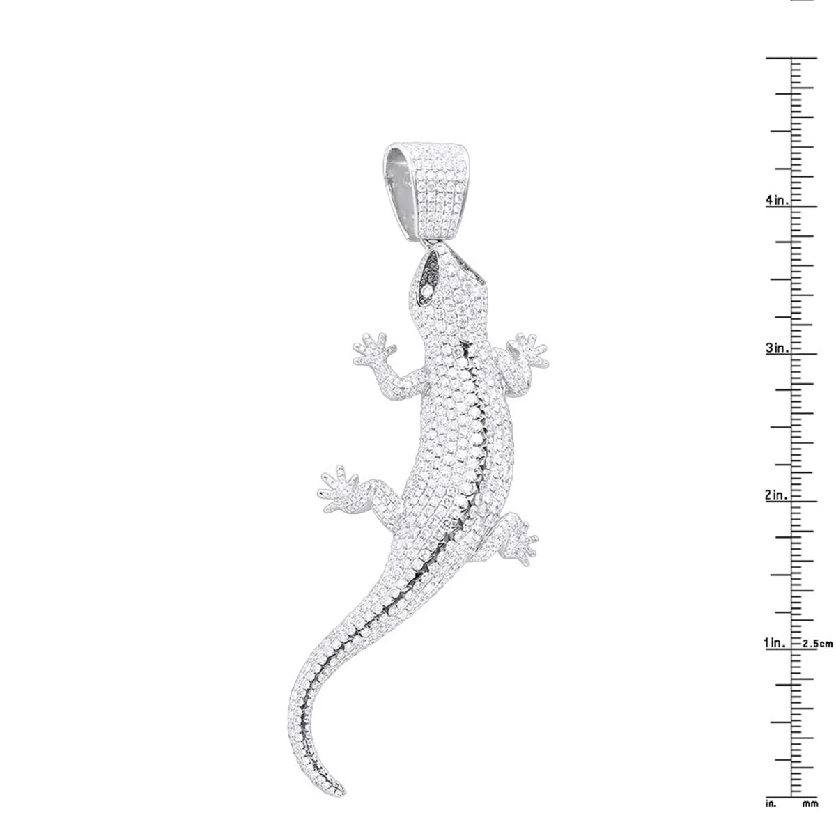 Unique Fully Iced Out Diamond Lizard Pendant 14K White Gold 14ct By Joe Rodeo 8 Unique Fully Iced Out Diamond Lizard Pendant 14K White Gold 14ct By Joe Rodeo - Image 6