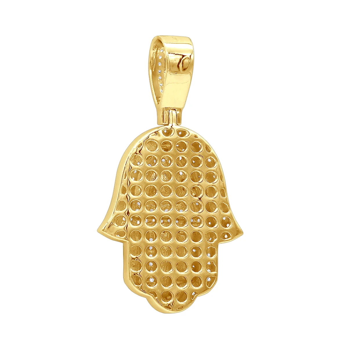 Unique Jewish 14K Yellow Gold Diamond Hamsa Hand Pendant With Red Enamel 7 Unique Jewish 14K Yellow Gold Diamond Hamsa Hand Pendant With Red Enamel - Image 5