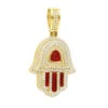 Unique Jewish 14K Yellow Gold Diamond Hamsa Hand Pendant With Red Enamel -Its Hot Jewelry Shop jewelry unique jewish jewelry 14k gold diamond hamsa hand pendant with red enamel mainye