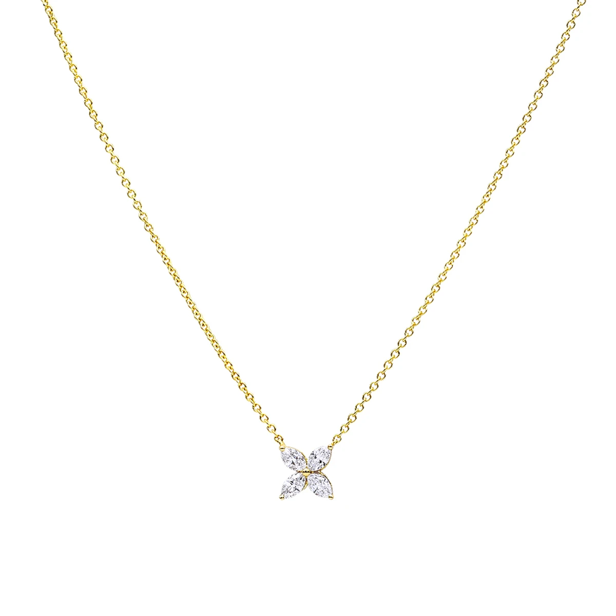 Unique Ladies 14K Rose Gold Flower Neckace With 1 Carat Marquise Cut Diamonds 5 Unique Ladies 14K Rose Gold Flower Neckace With 1 Carat Marquise Cut Diamonds - Image 3