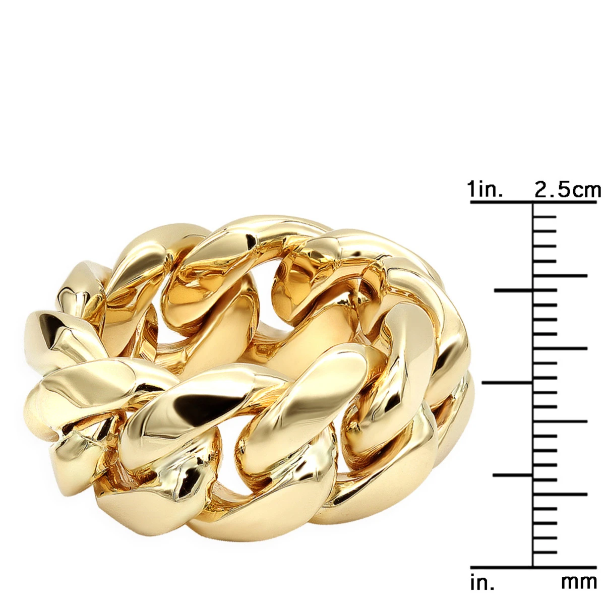 Unique Solid 14K Yellow Gold Cuban Link Chain Ring For Men 8 Unique Solid 14K Yellow Gold Cuban Link Chain Ring For Men - Image 6