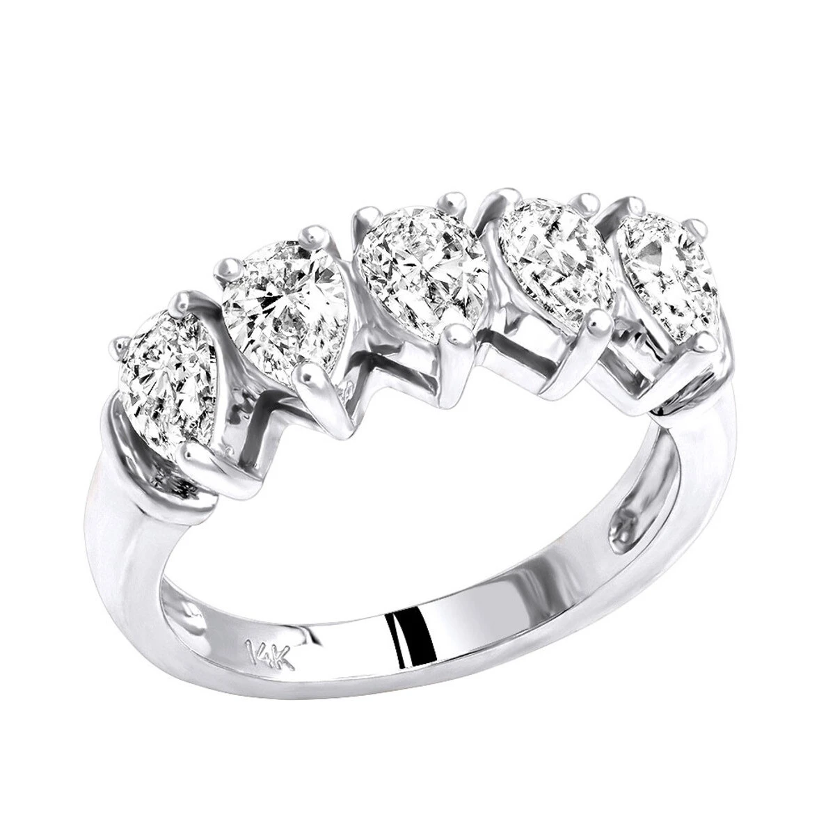 Pear Diamond Stone Anniversary Wedding Band For Women 1.6ct 5 Pear Diamond Stone Anniversary Wedding Band For Women 1.6ct - Image 3