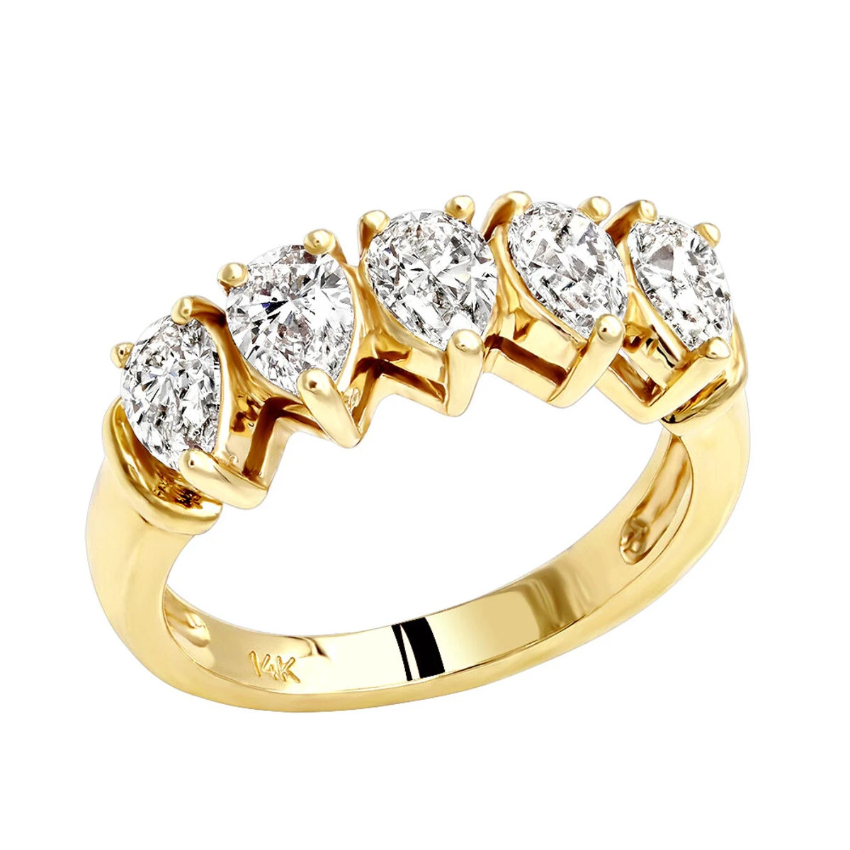 Pear Diamond Stone Anniversary Wedding Band For Women 1.6ct 6 Pear Diamond Stone Anniversary Wedding Band For Women 1.6ct - Image 4