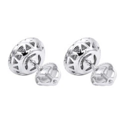 Unique 14K White Gold Large Diamond Stud Earrings Clusters 2 Carat Halo Look -Its Hot Jewelry Shop jewelry unique real 14k gold large diamond stud earrings clusters 2 carat halo look backwh