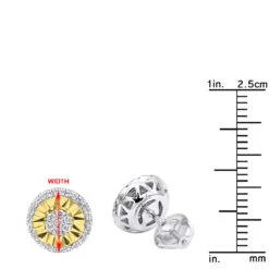 Unique 14K White Gold Large Diamond Stud Earrings Clusters 2 Carat Halo Look -Its Hot Jewelry Shop jewelry unique real 14k gold large diamond stud earrings clusters 2 carat halo look rulerwh