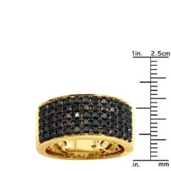 Unique Wedding Bands 1.67 Carat Black Diamond Ring For Men 10K Yellow Gold 5 Row 10mm 21 Unique Wedding Bands 1.67 Carat Black Diamond Ring For Men 10K Yellow Gold 5 Row 10mm -Its Hot Jewelry Shop jewelry unique wedding bands 167 carat black diamond ring for men 10k gold 5 row 10mm 000990 ruler yellow
