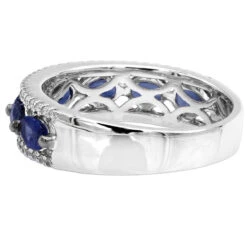 Unique 3.5 Carat Diamond & Blue Sapphire 14K White Gold Band For Women -Its Hot Jewelry Shop jewelry unique womens rings diamond blue sapphire band in 14k gold 35 carat backwh
