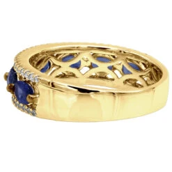 Unique 3.5 Carat Diamond & Blue Sapphire 14K White Gold Band For Women -Its Hot Jewelry Shop jewelry unique womens rings diamond blue sapphire band in 14k gold 35 carat backye