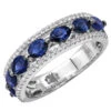Unique 3.5 Carat Diamond & Blue Sapphire 14K White Gold Band For Women -Its Hot Jewelry Shop jewelry unique womens rings diamond blue sapphire band in 14k gold 35 carat mainwh