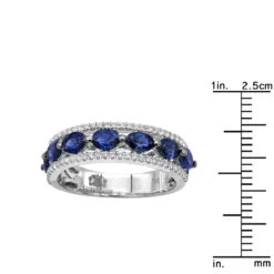 Unique 3.5 Carat Diamond & Blue Sapphire 14K White Gold Band For Women -Its Hot Jewelry Shop jewelry unique womens rings diamond blue sapphire band in 14k gold 35 carat rulerwh