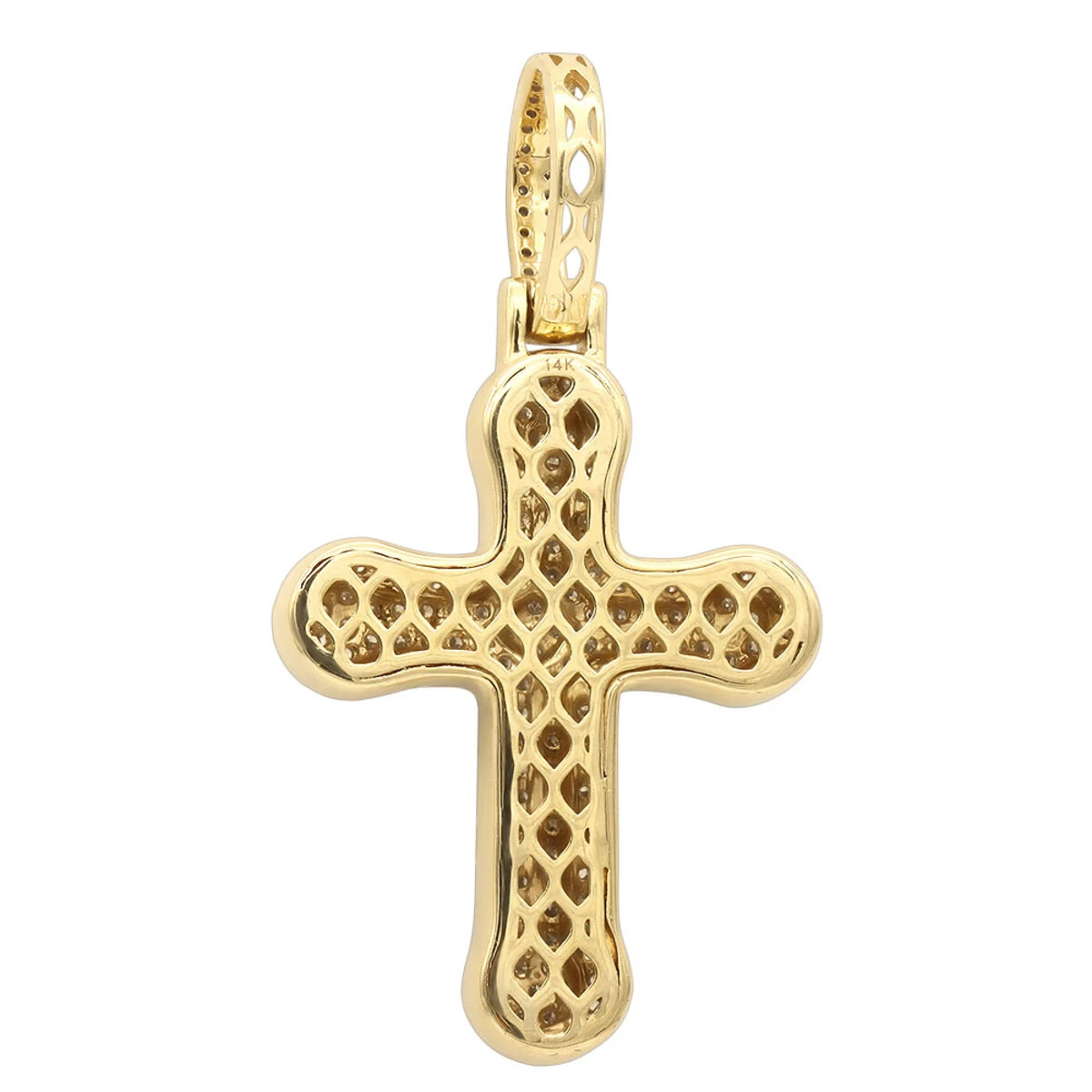 Uniquely Designed 14K Yellow Gold Pave Diamond Cross Pendant For Men & Women 1.2ct 6 Uniquely Designed 14K Yellow Gold Pave Diamond Cross Pendant For Men & Women 1.2ct - Image 4