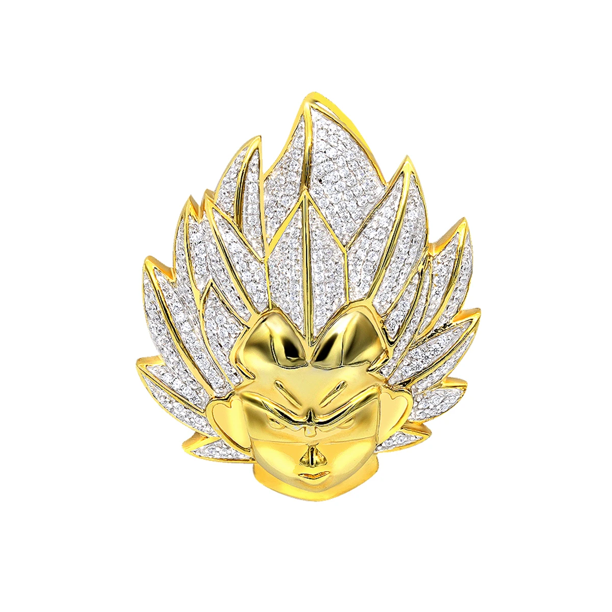 Vegeta 10K Yellow Gold Diamond Dragon Ball Z Pendant For Men 0.75ct Charm 3 Vegeta 10K Yellow Gold Diamond Dragon Ball Z Pendant For Men 0.75ct Charm
