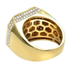 White And Blue Diamonds Halo Setting Ring For Men 14K Yellow Gold By LUXURMAN -Its Hot Jewelry Shop jewelry white and blue diamonds halo setting ring for men 14k gold by luxurman backye