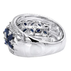 Women's Designer Cocktail Ring 2.2Ct Diamond And Sapphire Band 14K White Gold 11 Women's Designer Cocktail Ring 2.2Ct Diamond And Sapphire Band 14K White Gold -Its Hot Jewelry Shop jewelry womens designer cocktail ring 22ct diamond and sapphire band 14k gold backwh