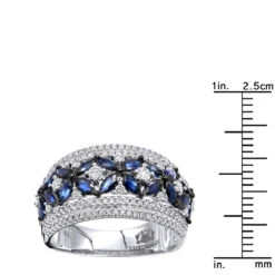 Women's Designer Cocktail Ring 2.2Ct Diamond And Sapphire Band 14K White Gold 13 Women's Designer Cocktail Ring 2.2Ct Diamond And Sapphire Band 14K White Gold -Its Hot Jewelry Shop jewelry womens designer cocktail ring 22ct diamond and sapphire band 14k gold rulerwh