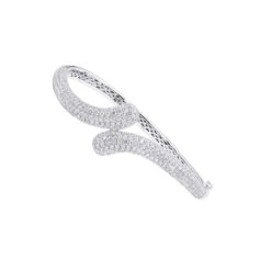 Women's Diamond Snakes Bangle Bracelet 18K White Gold By Joe Rodeo 6.44Ct