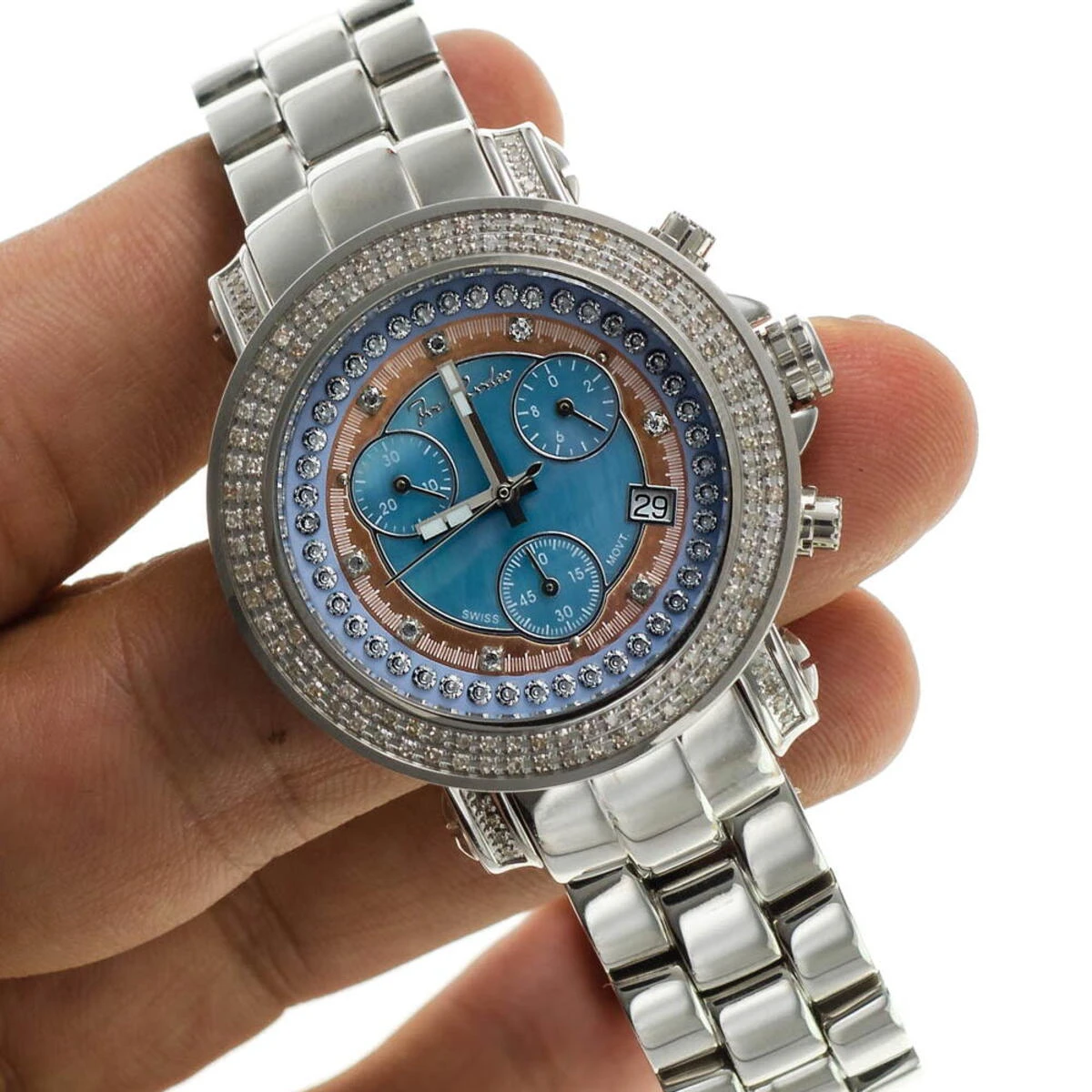 Joe Rodeo Diamond Watch For Women 1.25ct Rio Blue MOP 8 Joe Rodeo Diamond Watch For Women 1.25ct Rio Blue MOP - Image 7