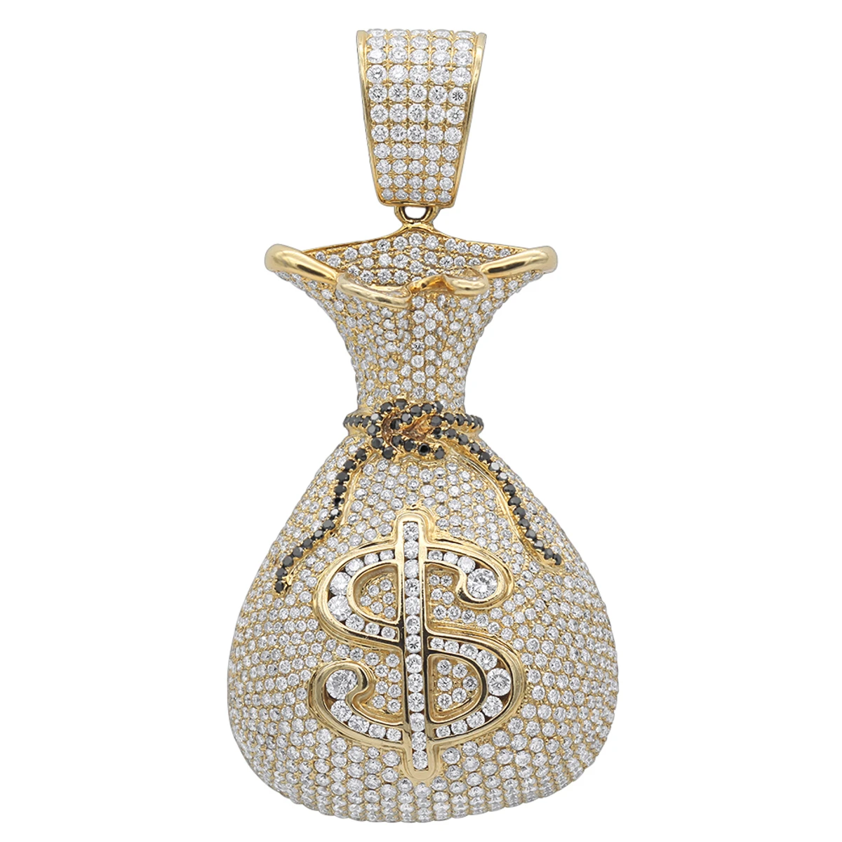 Joe Rodeo Hip Hop 14K Yellow Gold Diamond Money Bag Pendant For Men 13ct 3 Joe Rodeo Hip Hop 14K Yellow Gold Diamond Money Bag Pendant For Men 13ct