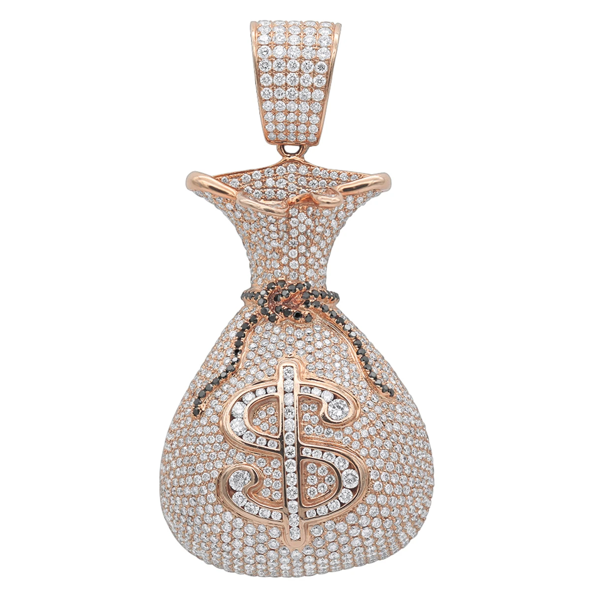 Joe Rodeo Hip Hop 14K Yellow Gold Diamond Money Bag Pendant For Men 13ct 5 Joe Rodeo Hip Hop 14K Yellow Gold Diamond Money Bag Pendant For Men 13ct - Image 3