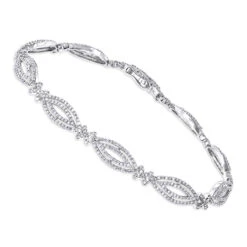 Ladies 14K White Gold Designer Diamond Bracelet 2.51ct