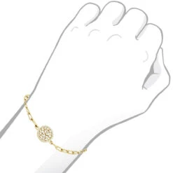 14K Yellow Gold Paperclip Bracelet With Diamond Charm For Women 0.6ct -Its Hot Jewelry Shop ladies 14k gold paperclip bracelet with diamond charm 06ct 803222 bodye