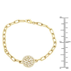 14K Yellow Gold Paperclip Bracelet With Diamond Charm For Women 0.6ct -Its Hot Jewelry Shop ladies 14k gold paperclip bracelet with diamond charm 06ct 803222 rulerye