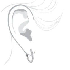 Ladies 14K White Gold 1 Inch Diamond Hoop Earrings Small 0.9ct 20 Ladies 14K White Gold 1 Inch Diamond Hoop Earrings Small 0.9ct -Its Hot Jewelry Shop ladies 14k gold round diamond hoop earrings 09ct bodwh