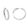Ladies 14K White Gold 1 Inch Diamond Hoop Earrings Small 0.9ct