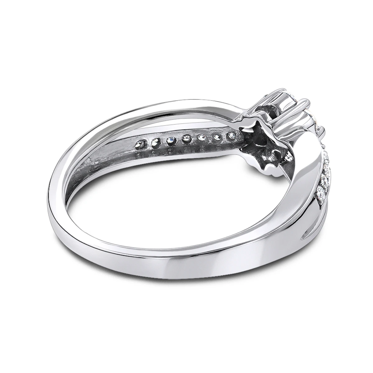14K White Gold & Diamond Flower Engagement Ring 0.4ct 6 14K White Gold & Diamond Flower Engagement Ring 0.4ct - Image 4
