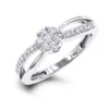 14K White Gold & Diamond Flower Engagement Ring 0.4ct