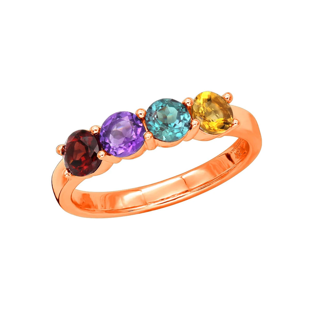 Ladies Birthstone Custom Made 14K White Gold Cocktail Ring With Gemstones 5 Ladies Birthstone Custom Made 14K White Gold Cocktail Ring With Gemstones - Image 3