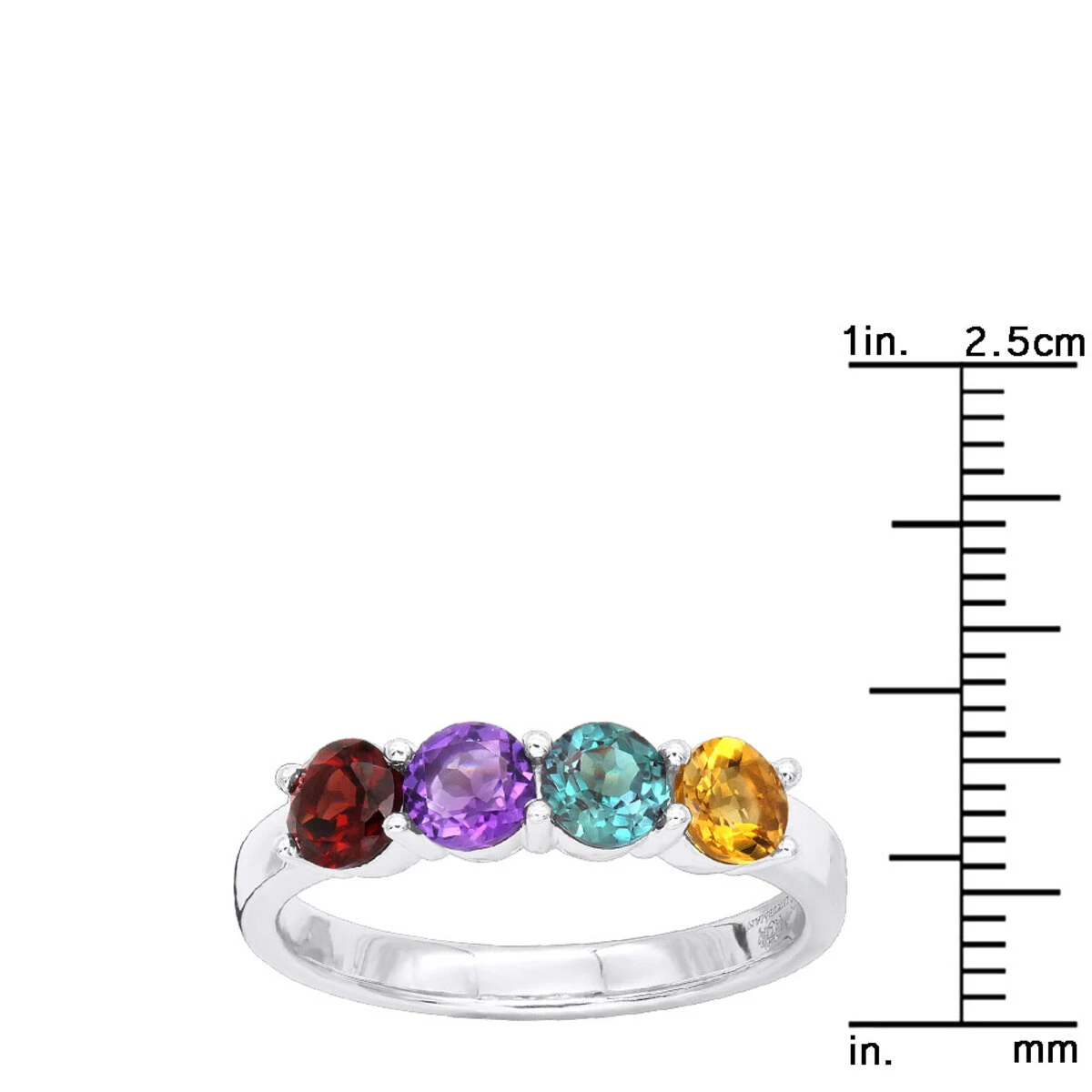 Ladies Birthstone Custom Made 14K White Gold Cocktail Ring With Gemstones 7 Ladies Birthstone Custom Made 14K White Gold Cocktail Ring With Gemstones - Image 5