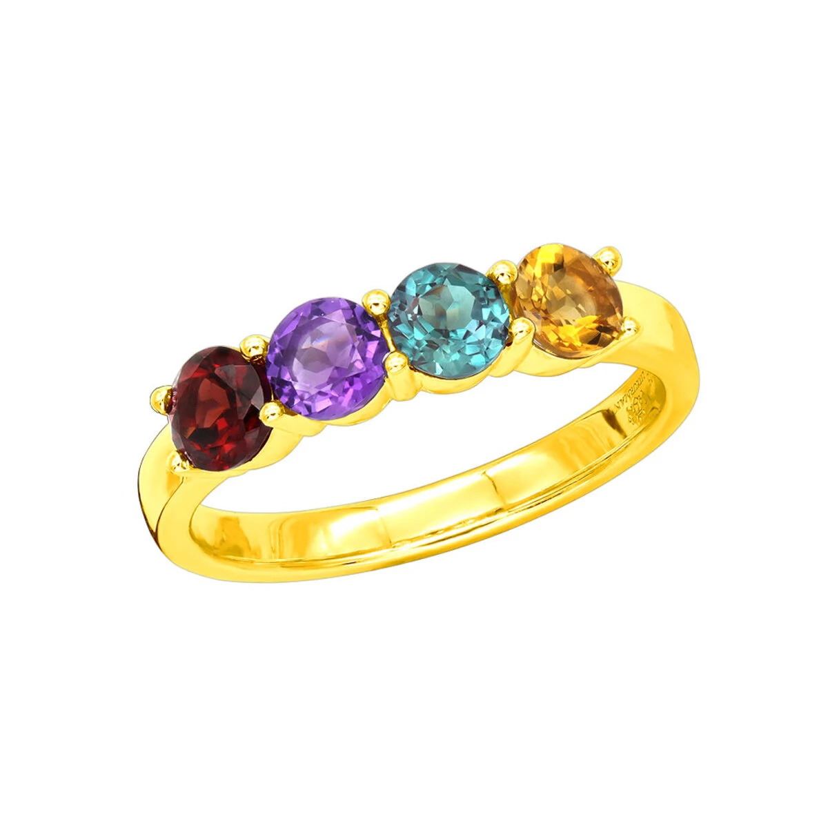 Ladies Birthstone Custom Made 14K White Gold Cocktail Ring With Gemstones 4 Ladies Birthstone Custom Made 14K White Gold Cocktail Ring With Gemstones - Image 2