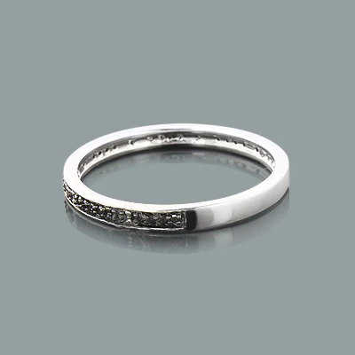 Ultra Thin Ladies Black Diamond Ring 0.14ct 14K White Gold Stackable 4 Ultra Thin Ladies Black Diamond Ring 0.14ct 14K White Gold Stackable - Image 2