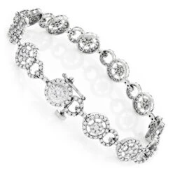 Ladies 14K White Gold Diamond Circle Bracelet 4.83 -Its Hot Jewelry Shop ladies bracelets 14k gold diamond circle bracelet 483 p 6487 backwh