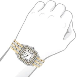 Cartier Women's Diamond Watch 27mm Panthere 18K Gold & Steel Two Tone -Its Hot Jewelry Shop ladies cartier panthere mini 18k gold steel two tone vintage diamond watch 1ct 3 1 1683075437