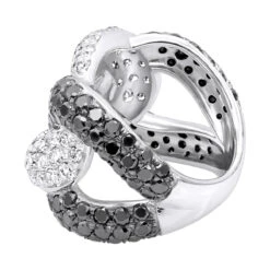 7.25ct G VS White&Black Diamond Cuban Right Hand Ring -Its Hot Jewelry Shop ladies cuban link rings 725ct g vs white black diamond right hand ring backwh