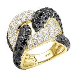 7.25ct G VS White&Black Diamond Cuban Right Hand Ring -Its Hot Jewelry Shop ladies cuban link rings 725ct g vs white black diamond right hand ring ye