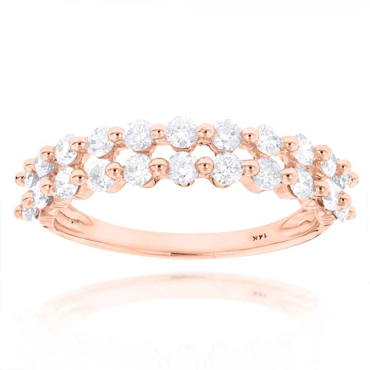 Thin Ladies Designer Diamond Wedding Band 1ct 14K White Gold 5 Thin Ladies Designer Diamond Wedding Band 1ct 14K White Gold - Image 3