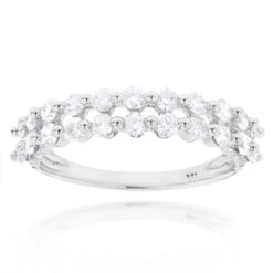Thin Ladies Designer Diamond Wedding Band 1ct 14K White Gold
