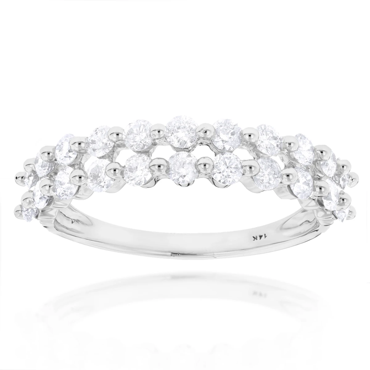 Thin Ladies Designer Diamond Wedding Band 1ct 14K White Gold 3 Thin Ladies Designer Diamond Wedding Band 1ct 14K White Gold