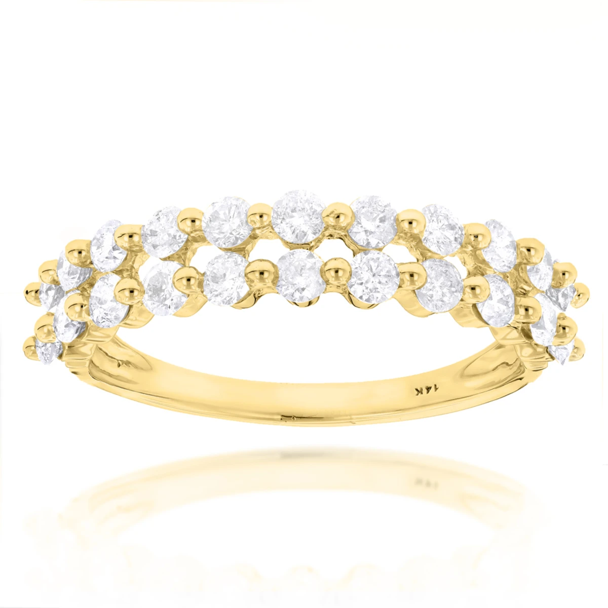 Thin Ladies Designer Diamond Wedding Band 1ct 14K White Gold 4 Thin Ladies Designer Diamond Wedding Band 1ct 14K White Gold - Image 2