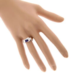 Ladies Diamond And Sapphire Ring 14K White Gold 0.13ctd 0.50cts -Its Hot Jewelry Shop ladies diamond and sapphire ring 14k 013ctd 050cts p 29671 bodwh